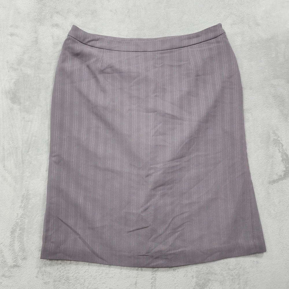 Covington Skirt Womens 12 Gray Striped Twill Pencil Knee Length Lined Office